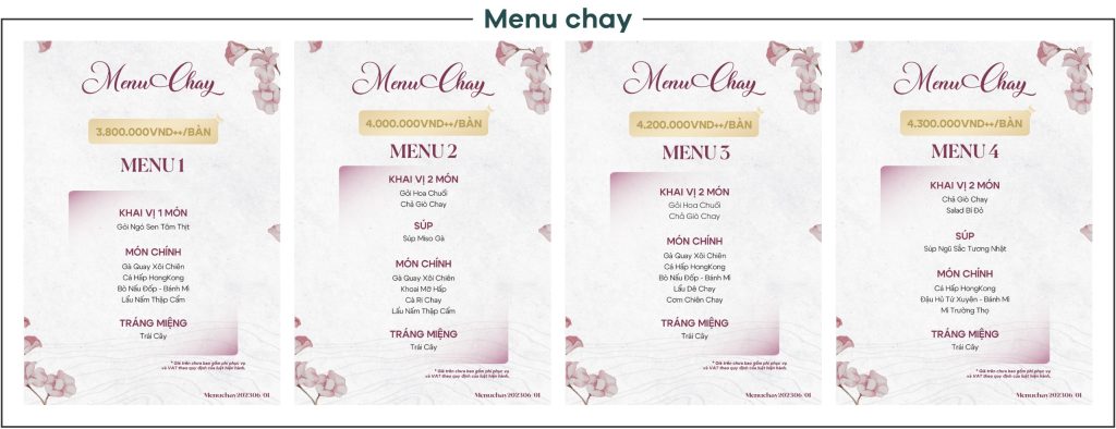 thực đơn tiệc cưới
